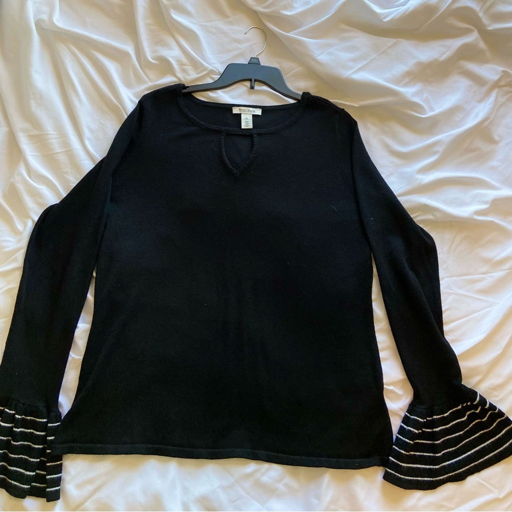 Black Women's Bell-Sleeve Knit Top